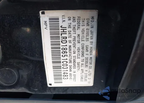 2001 Honda Cr-V Ex from USA, damaged, VIN JHLRD18651C031483